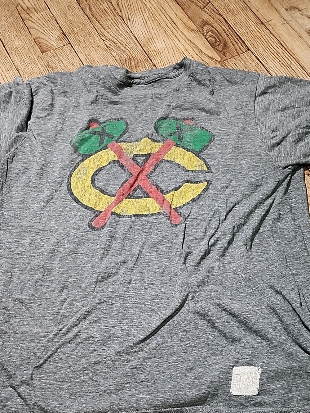Original Retro Brand Gray Short-Sleeve Tee with Yellow, Red & Green Graphic